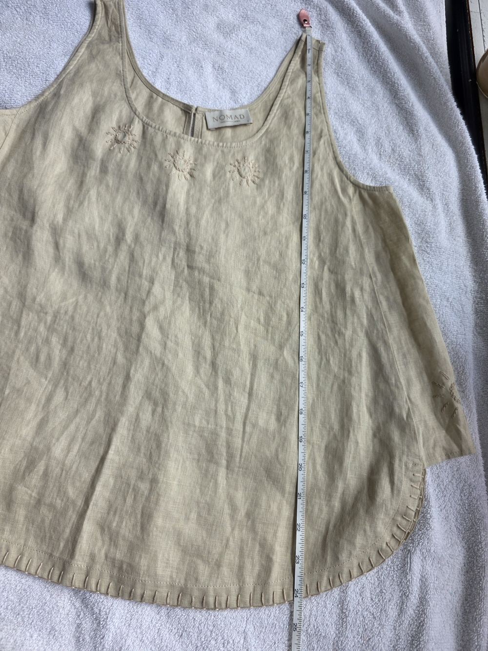 Nomad The Label 100% Linen Embroidered Oversized Tank – Size Small Resort Wear - Picture 12 of 12